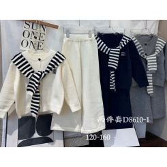 В`язаний теплий костюм-двійка для дівчат Gobolina Baby 8610, колір синій - 8610