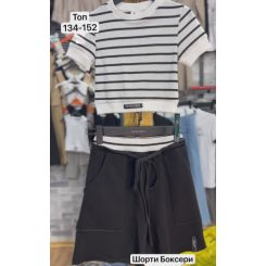 Літній костюм з шортами для дівчат Tetto Kids, колір чорний - ko-155294