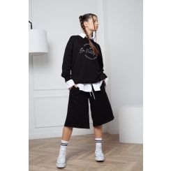 Шкільні шорти-бермуди з костюмної тканини Wellkids, колір чорний - sh-155970