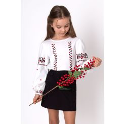 Лляна вишиванка для дівчат Mevis 5040, колір білий - 4788