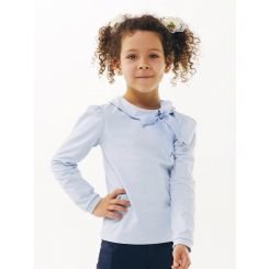 Блуза школьная с фатиновым бантом Смил 114646, цвет голубой - 114646г