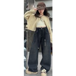 Утеплені дитячі джинси на флісі для дівчат A`M 222605, колір синій - 222605