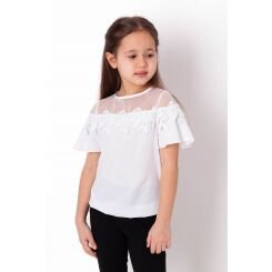 Летняя блузка с коротким рукавом Mevis 3630-01, цвет белый