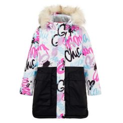 Зимова підліткова куртка-парка для дівчат Joiks G-68, колір білий з чорним - G-68