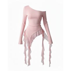 Лонгслів з воланами Arisweet, колір рожевий