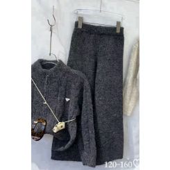 В`язаний теплий костюм-двійка для дівчат Gobolina Baby 2532, колір сірий - 2532