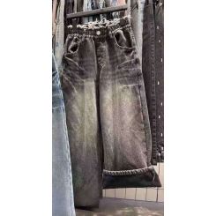 Утеплені дитячі джинси на флісі для дівчат A`M К157, колір сірий - К157