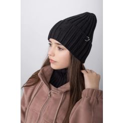 Демісезонна шапка з манішкою Cvetkov, колір чорний