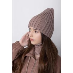 Демісезонна шапка з манішкою Cvetkov, колір мокко