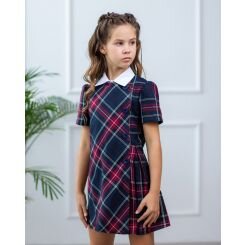 Школьное платье для девочки Wellkids, цвет красная клетка - sh-141846