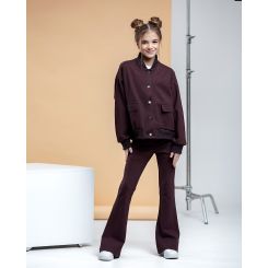 Брюки-кльош для дівчат Wellkids Аврора, колір шоколадний - br-162232