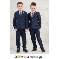 Классический школьный костюм для мальчика Lilus 217/2, цвет синий с красной отстрочкой - 217/2/8/2302