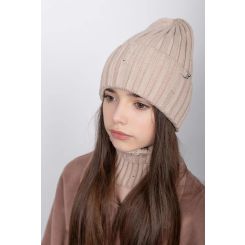 Демісезонна шапка з манішкою Cvetkov, колір бежевий