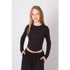 Лонгслів для дівчат-підлітків Mevis 5851-04, колір чорний