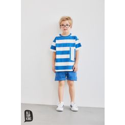 Літня футболка All for Kids для хлопців, колір синій в смужку - fu-150493