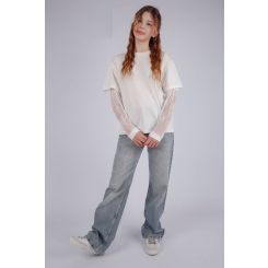 Шкільний лонгслів з мереживом Teto kids 1138, колір білий