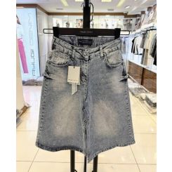 Джинсові шорти-баггі з камінцями A-yugi 9652, колір блакитний - 9652