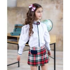 Школьная блузка с брошью для девочки Wellkids, цвет белый - sh-141843