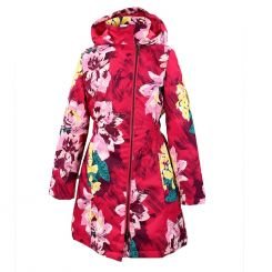 Пальто демисезонное для девочки Huppa LUISA 12430004, цвет 91363 фуксия с принтом