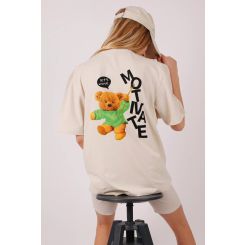Оверсайз футболка Tetto Kids Ведмедик, колір бежевий - 731