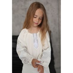 Вишиванка для дівчат Piccolo Крапанка, колір білий - vy-163072