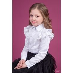 Хлопковая блузка Зиронька 26-9021-1, цвет белый - 26-9021-1