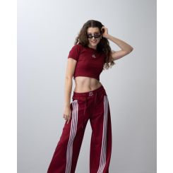Кроп-топ із коротким рукавом Locoloco 7423, колір бордовий - 9068