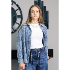 Картата сорочка для підлітків A-yugi 17268, колір блакитний