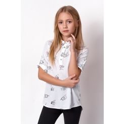 Блузка с коротким рукавом для девочки Mevis 3418, цвет белый - 3418