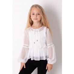 Блузка с длинным  рукавом Mevis 3661-02, цвет молочный - 3661-02