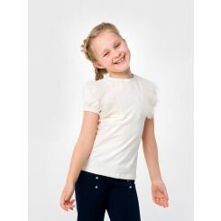 Школьная блузка с коротким рукавом Смил, цвет молочный - 114798