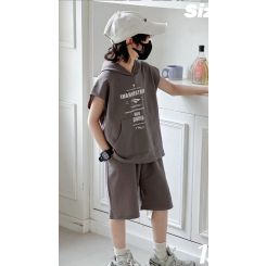 Літній трикотажний костюм для хлопців Haykids Club 13088, колір коричневий - 13088