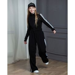 Спортивний костюм для дівчат Wellkids 3 лампаси, колір чорний - ko-154484